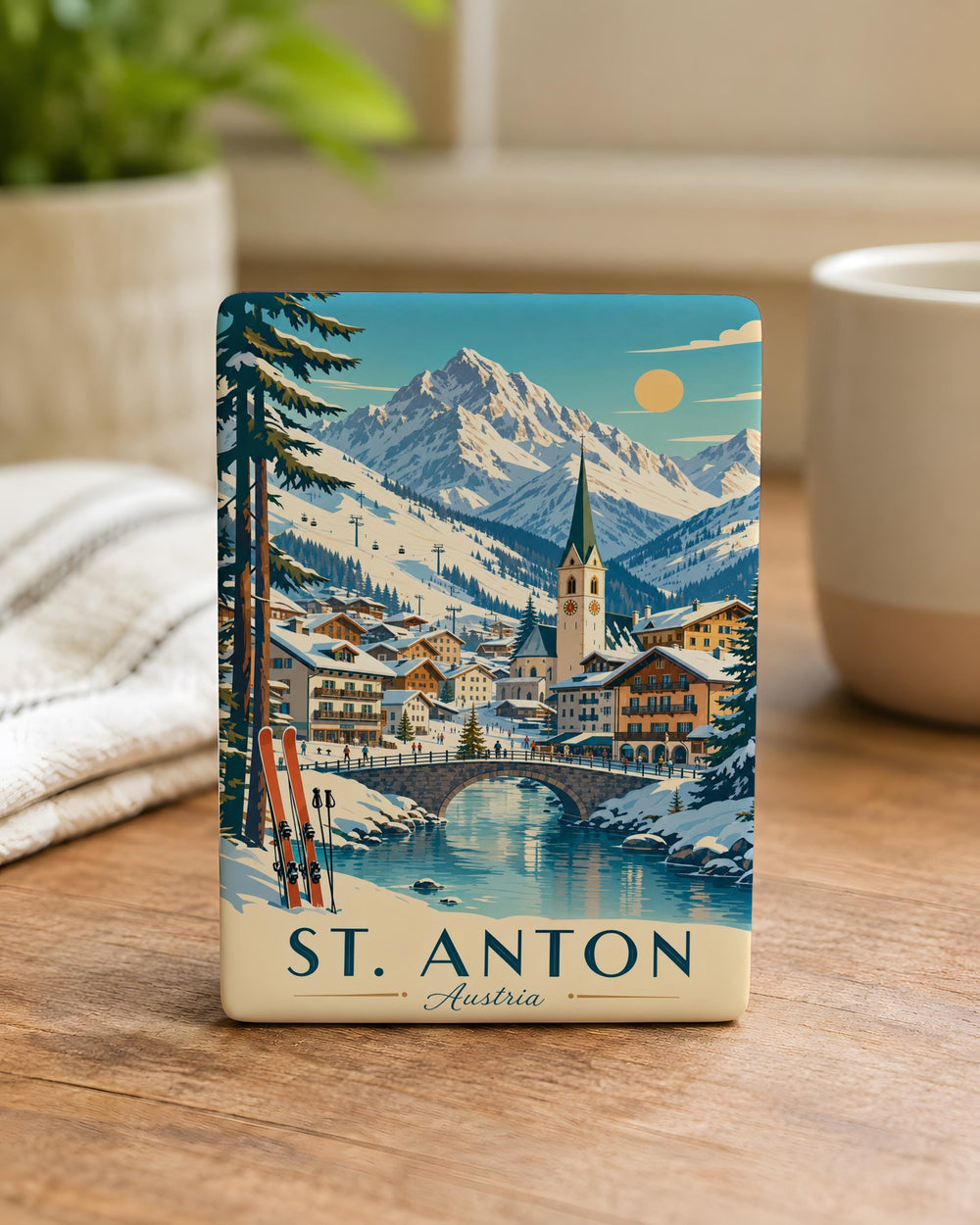 St Anton Austria Fridge Magnet, St Anton am Arlberg Souvenir Magnet, Austrian Alps Travel Keepsake Magnet