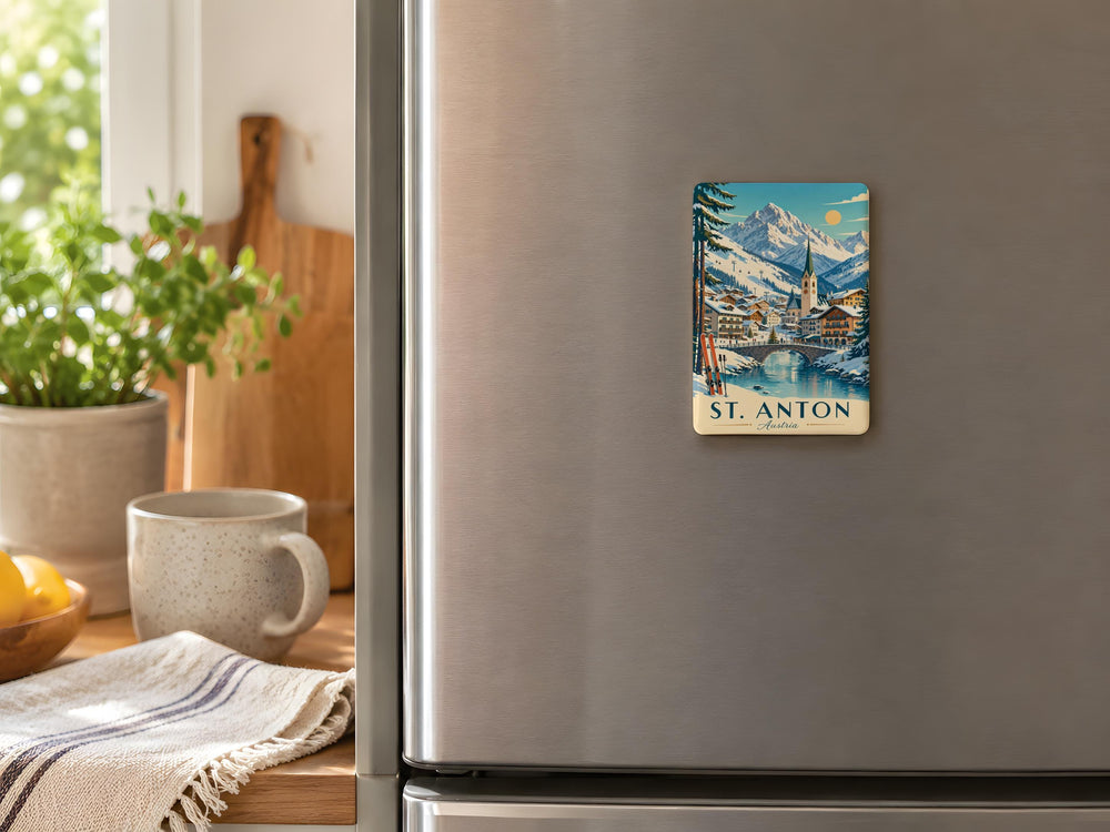 St Anton Austria Fridge Magnet, St Anton am Arlberg Souvenir Magnet, Austrian Alps Travel Keepsake Magnet
