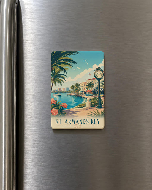 St. Armands Key Florida Fridge Magnet, St Armands Circle Sarasota Souvenir, Coastal Gulf Coast Travel Keepsake Magnet
