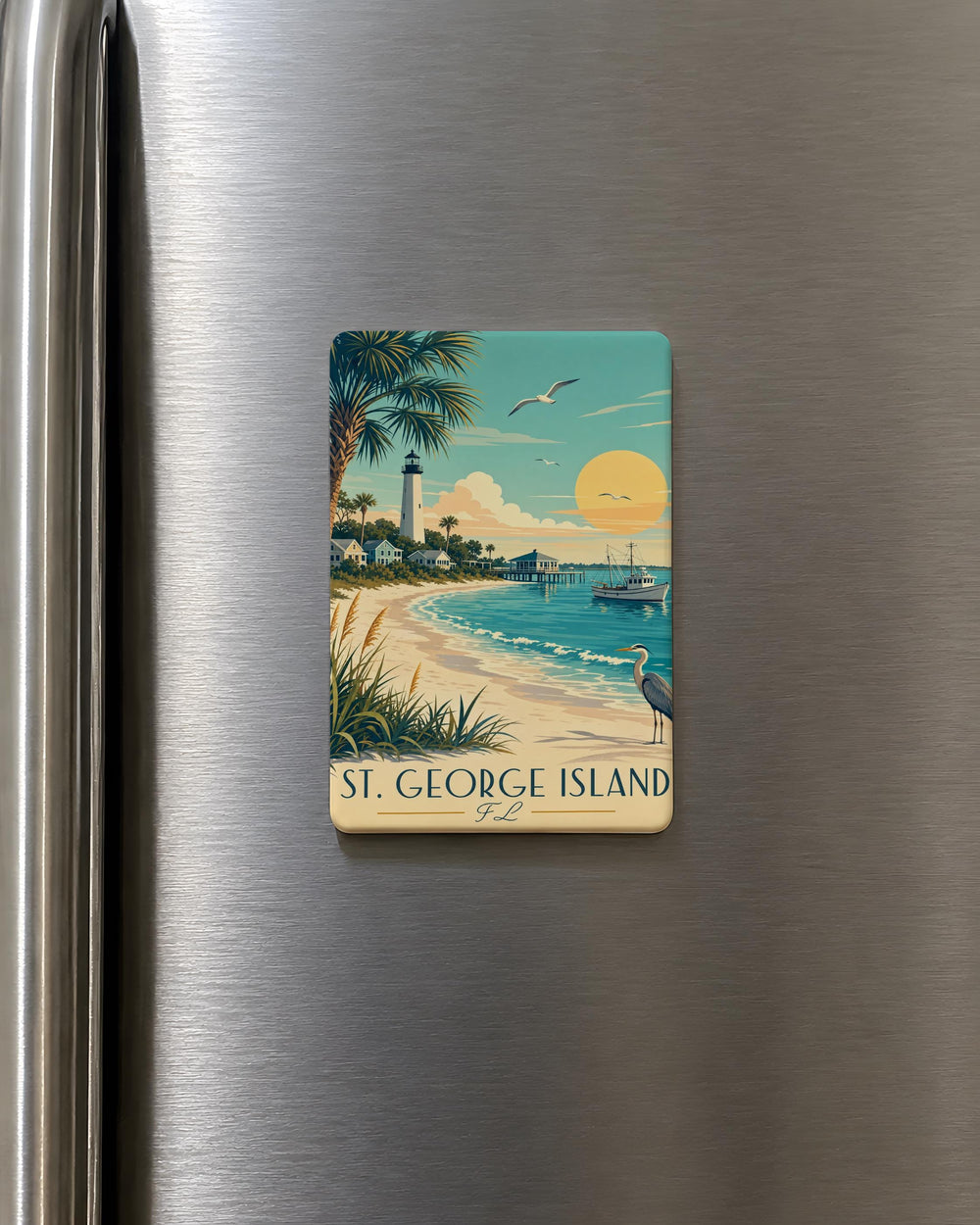 St. George Island Florida Fridge Magnet, St George Island FL Souvenir Magnet, Beach Vacation Coastal Travel Keepsake Magnet