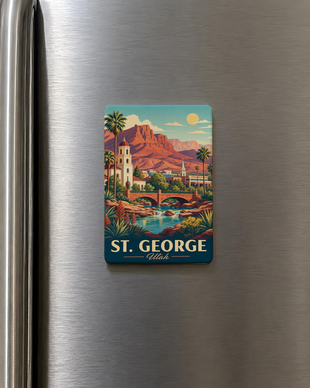 St George Utah Fridge Magnet, St. George Utah Souvenir Magnet, Utah Travel Gift, St George City Landmark Keepsake Magnet