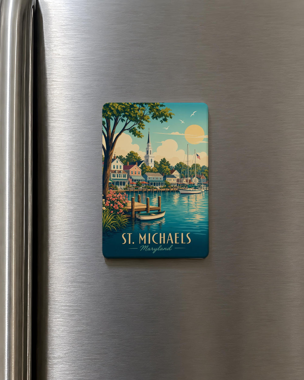 St Michaels Maryland Fridge Magnet, St Michaels Harbor Souvenir Magnet, Chesapeake Bay Coastal Town Travel Keepsake Magnet