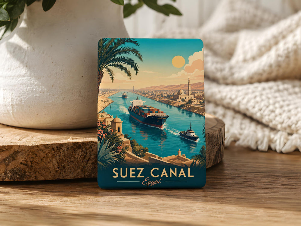 Suez Canal Fridge Magnet, Egypt Canal Landmark Souvenir, Maritime Shipping Route Magnet, Ships and Waterway Keepsake