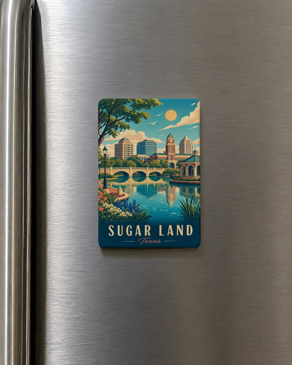 Sugar Land Texas Fridge Magnet, Sugar Land TX Souvenir Magnet, Texas City Travel Gift, Sugar Land Landmark Keepsake Magnet