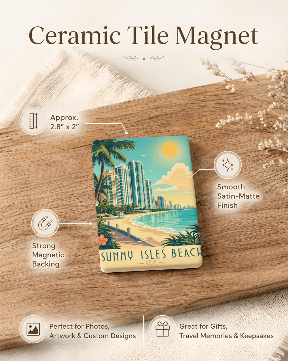 Sunny Isles Beach Florida Fridge Magnet, Sunny Isles FL Souvenir Magnet, Beach Travel Keepsake, Coastal Vacation Gift