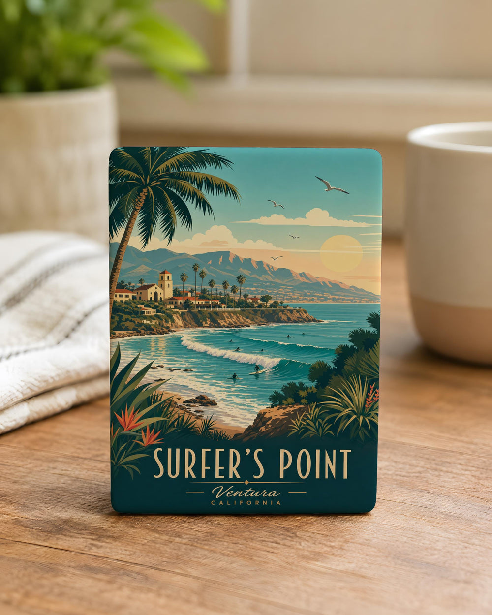 Surfers Point Fridge Magnet, Surfing Beach Ocean Waves Coastal Landmark Souvenir Magnet Gift