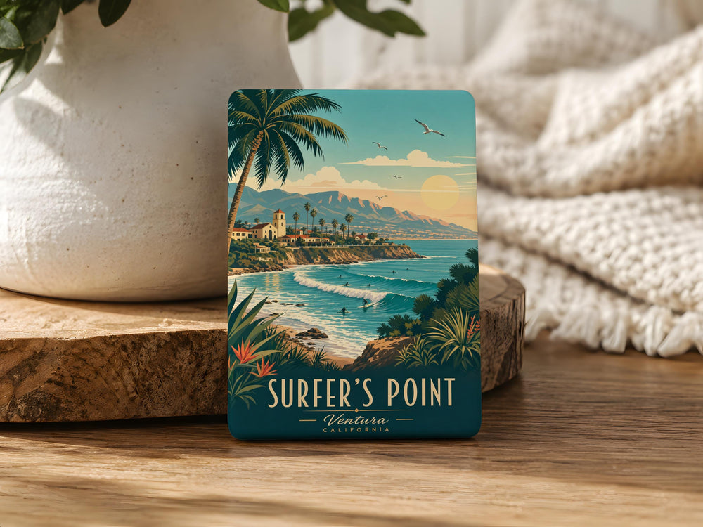 Surfers Point Fridge Magnet, Surfing Beach Ocean Waves Coastal Landmark Souvenir Magnet Gift