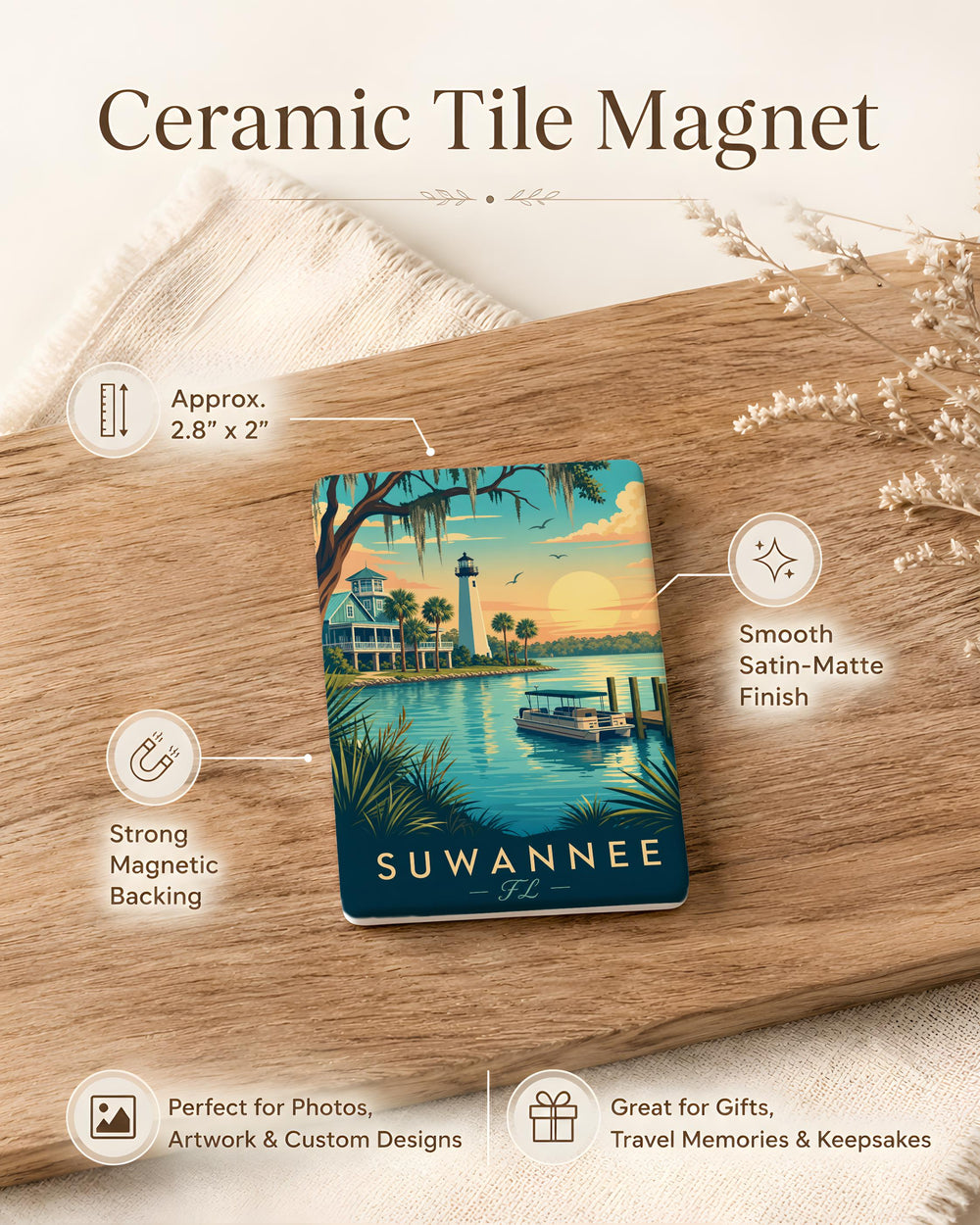 Suwannee Florida Fridge Magnet, Suwannee FL Souvenir Magnet, Coastal Town Travel Keepsake, Florida Gulf Coast Gift