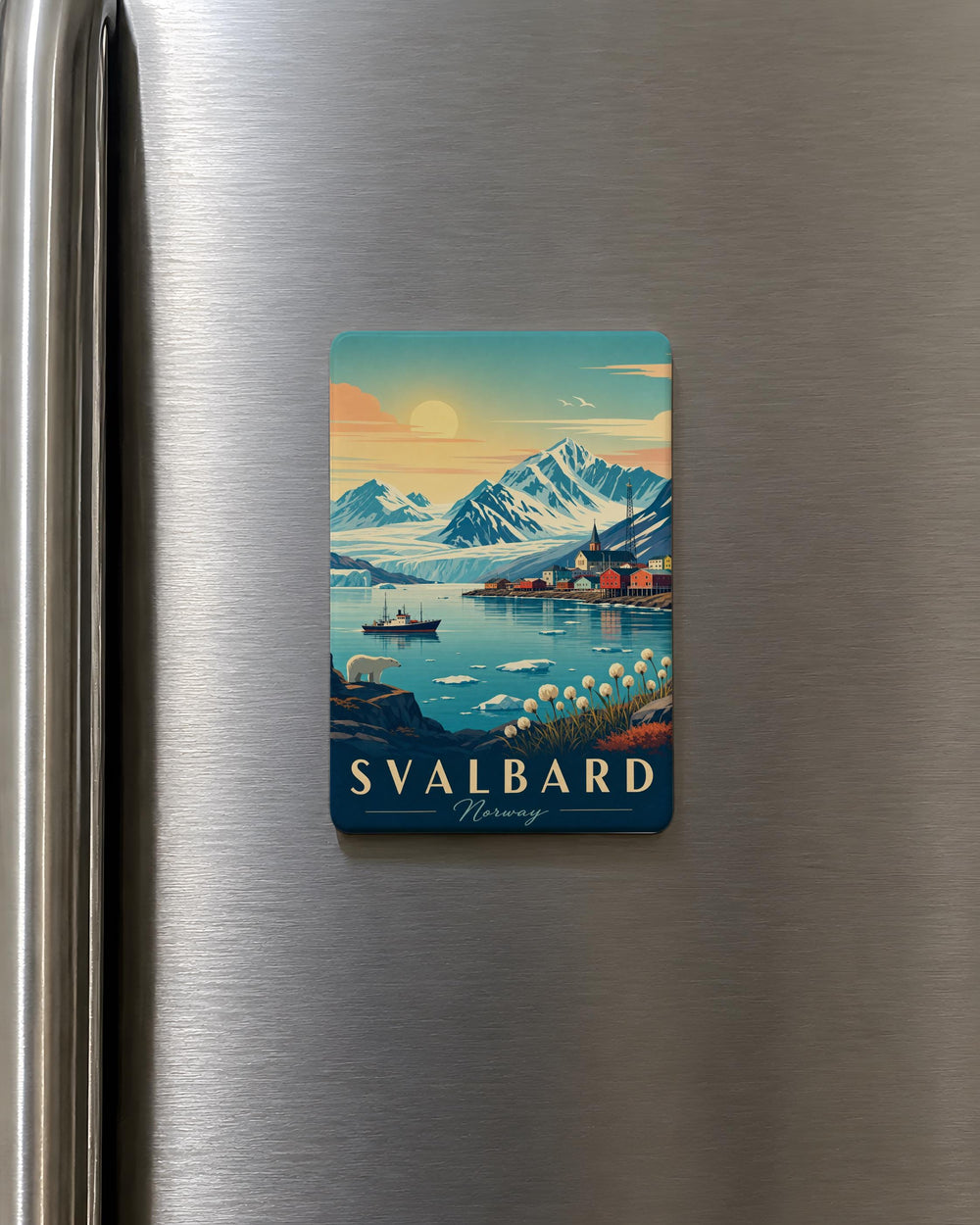 Svalbard Norway Fridge Magnet, Longyearbyen Arctic Archipelago Souvenir, Polar Travel Keepsake, Scandinavian Destination Magnet