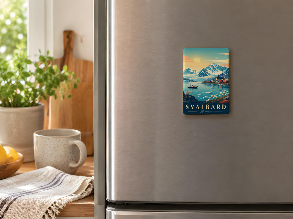 Svalbard Norway Fridge Magnet, Longyearbyen Arctic Archipelago Souvenir, Polar Travel Keepsake, Scandinavian Destination Magnet