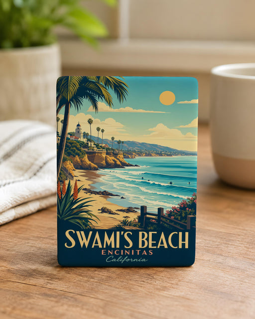 Swamis Beach Fridge Magnet, Encinitas California Surf Spot Souvenir, Coastal Landmark Travel Gift
