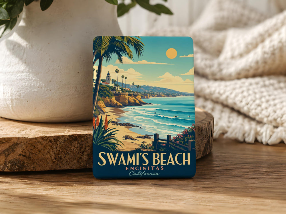 Swamis Beach Fridge Magnet, Encinitas California Surf Spot Souvenir, Coastal Landmark Travel Gift