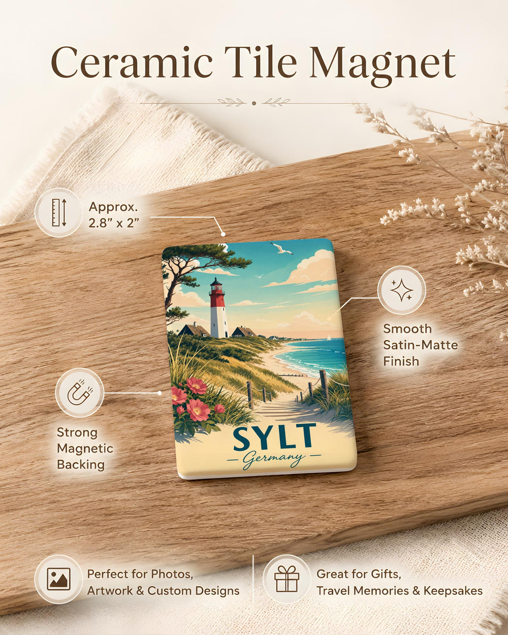 Sylt Germany Fridge Magnet, Sylt Island Souvenir, North Sea Travel Gift, German Coastal Destination Keepsake Magnet