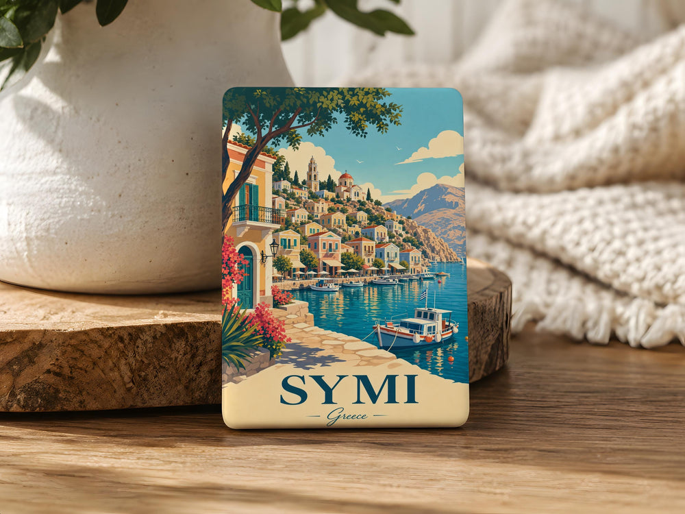 Symi Greece Fridge Magnet, Symi Island Souvenir Magnet, Greek Dodecanese Travel Gift, Greece Vacation Keepsake Magnet