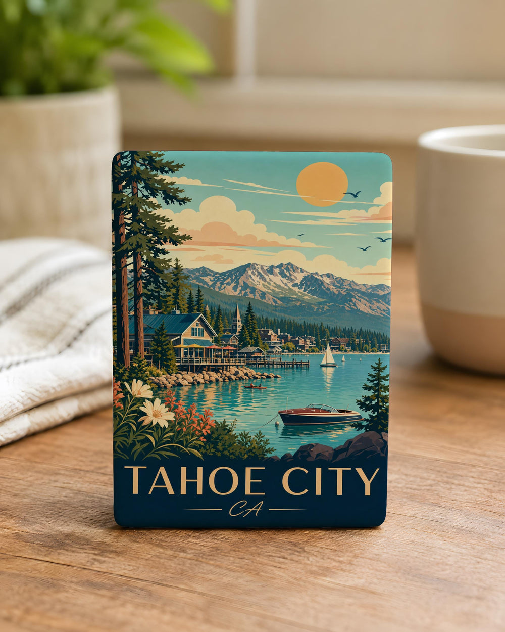 Tahoe City CA Fridge Magnet, Lake Tahoe Souvenir Magnet, California Travel Keepsake, Tahoe City Gift, Lakefront Vacation Memento