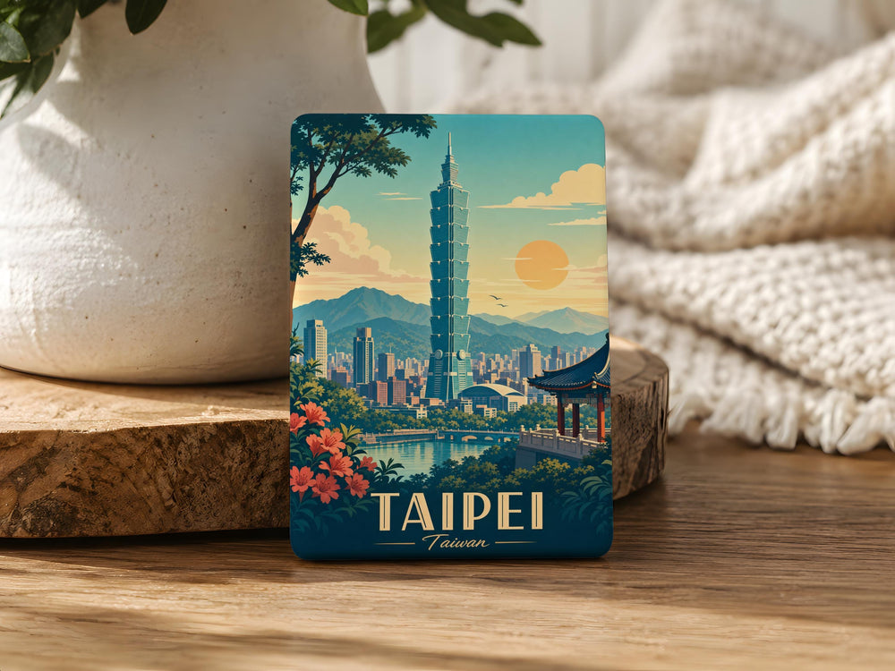 Taipei 101 Tower Fridge Magnet, Taiwan Landmark Souvenir Magnet, Taipei City Travel Gift, Skyscraper Magnet