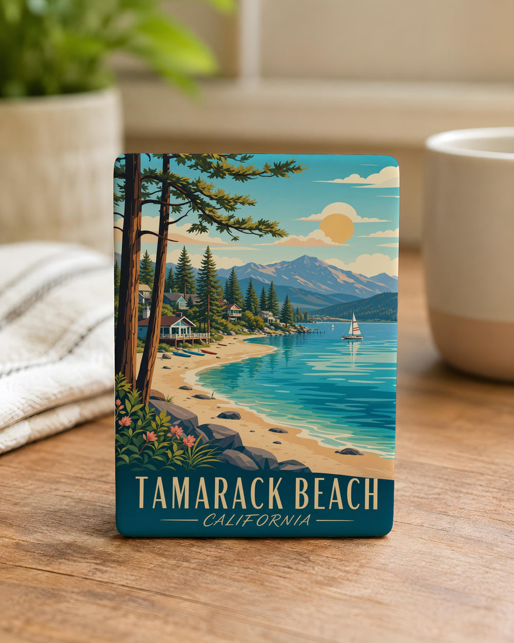 Tamarack Beach Fridge Magnet, Coastal Beach Souvenir Magnet, Seaside Ocean Shore Travel Keepsake Magnet
