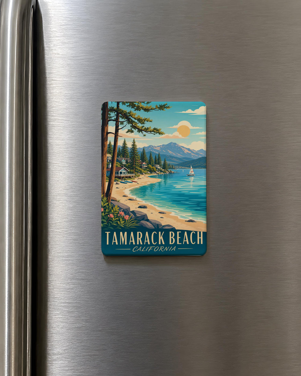 Tamarack Beach Fridge Magnet, Coastal Beach Souvenir Magnet, Seaside Ocean Shore Travel Keepsake Magnet