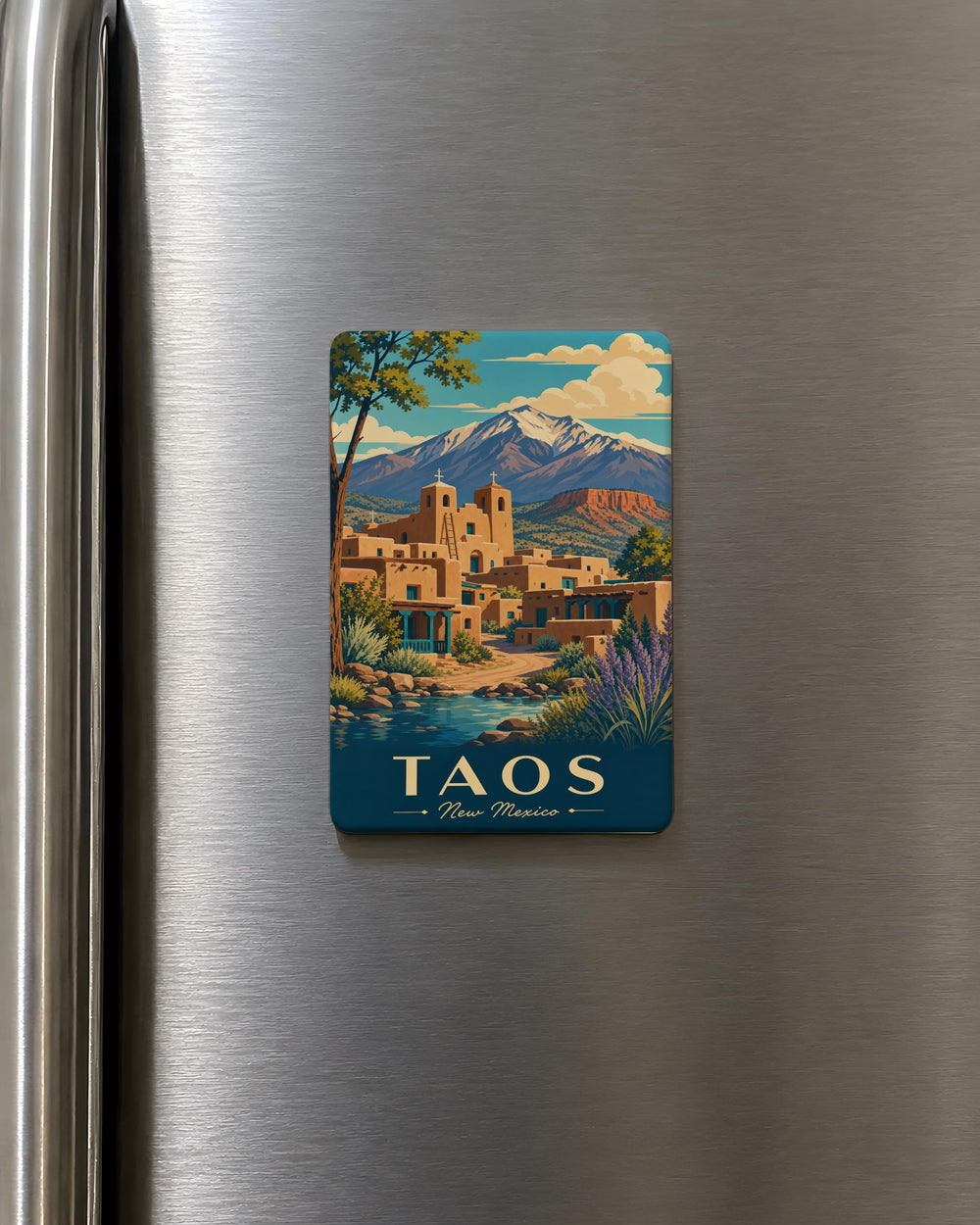 Taos New Mexico Fridge Magnet, Taos NM Souvenir Magnet, Taos Plaza Landmark Travel Gift, Southwest Vacation Keepsake