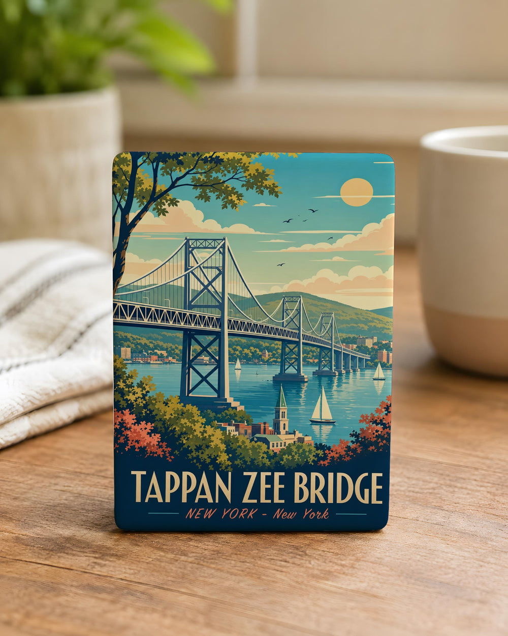 Tappan Zee Bridge Fridge Magnet, New York Hudson River Crossing Souvenir, Westchester Rockland Landmark Magnet