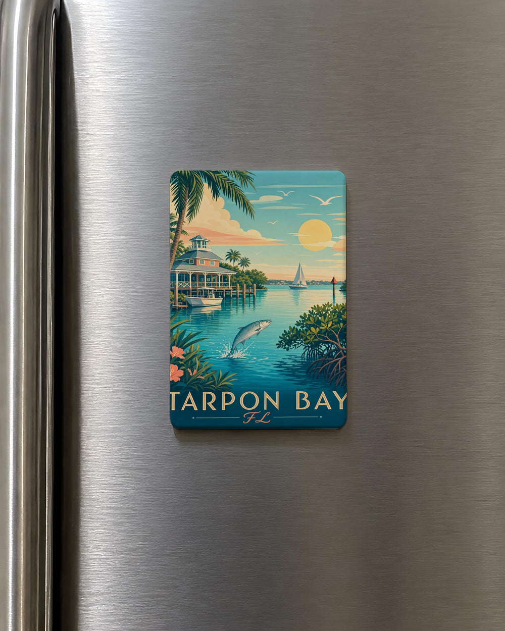 Tarpon Bay FL Fridge Magnet, Florida Coastal Souvenir Magnet, Tarpon Bay Vacation Keepsake, Beach Lover Gift