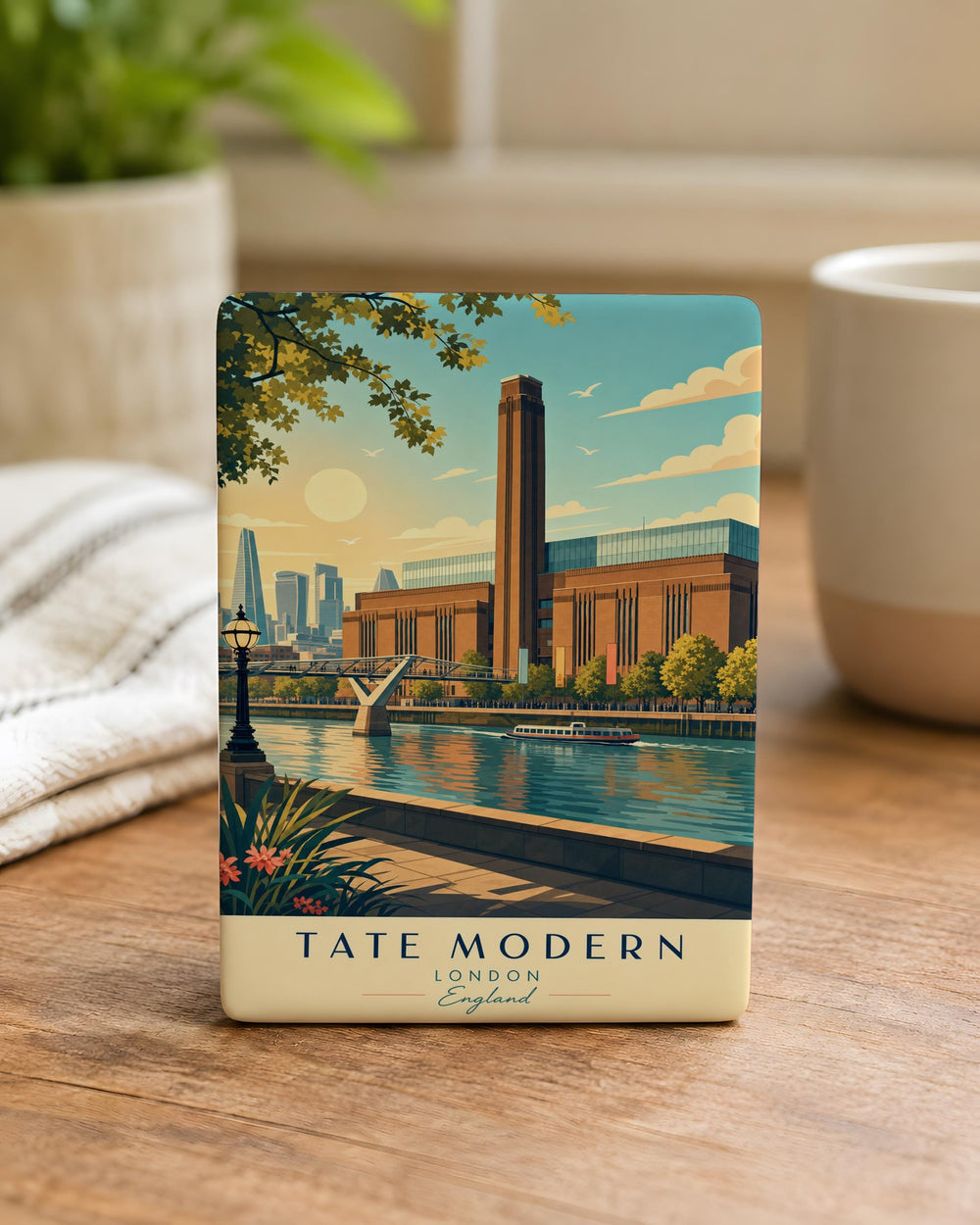 Tate Modern London Fridge Magnet, Tate Modern Museum Souvenir Magnet, Thames River Landmark Travel Gift Magnet
