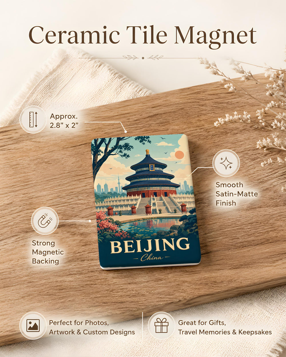 Temple of Heaven Beijing Fridge Magnet, China Landmark Souvenir Magnet, Beijing Travel Gift, Temple of Heaven Shrine Magnet