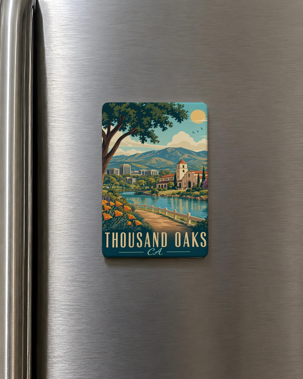 Thousand Oaks CA Fridge Magnet, Thousand Oaks California Souvenir Magnet, City Landmark Travel Gift, Ventura County Keepsake