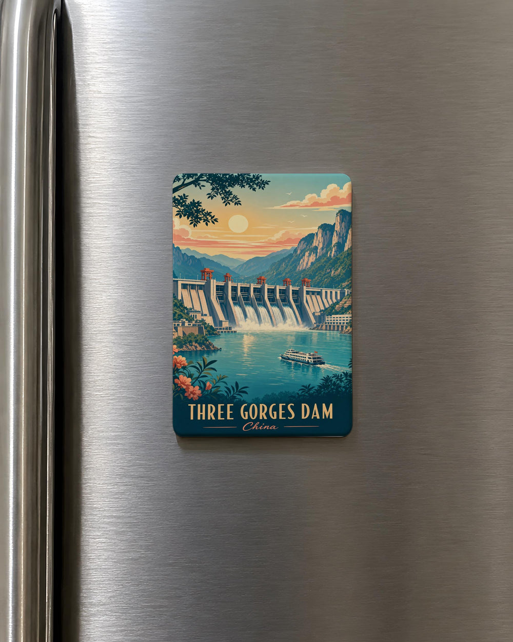 Three Gorges Dam Fridge Magnet, Yangtze River China Landmark Souvenir Magnet, Hydroelectric Dam Travel Gift
