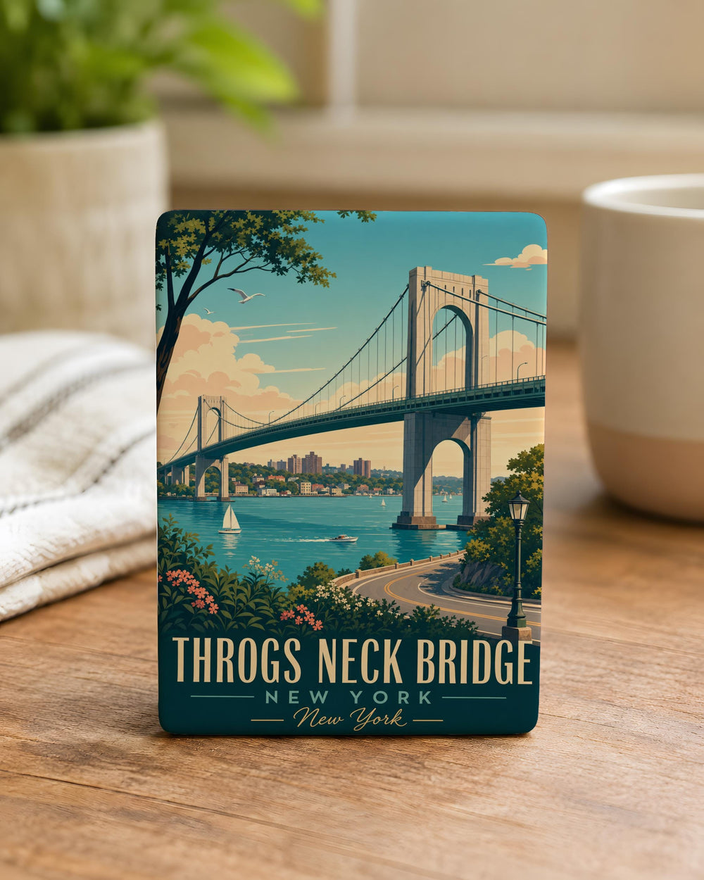 Throgs Neck Bridge Fridge Magnet, New York City Bridge Landmark Souvenir, Bronx NYC Travel Keepsake Magnet