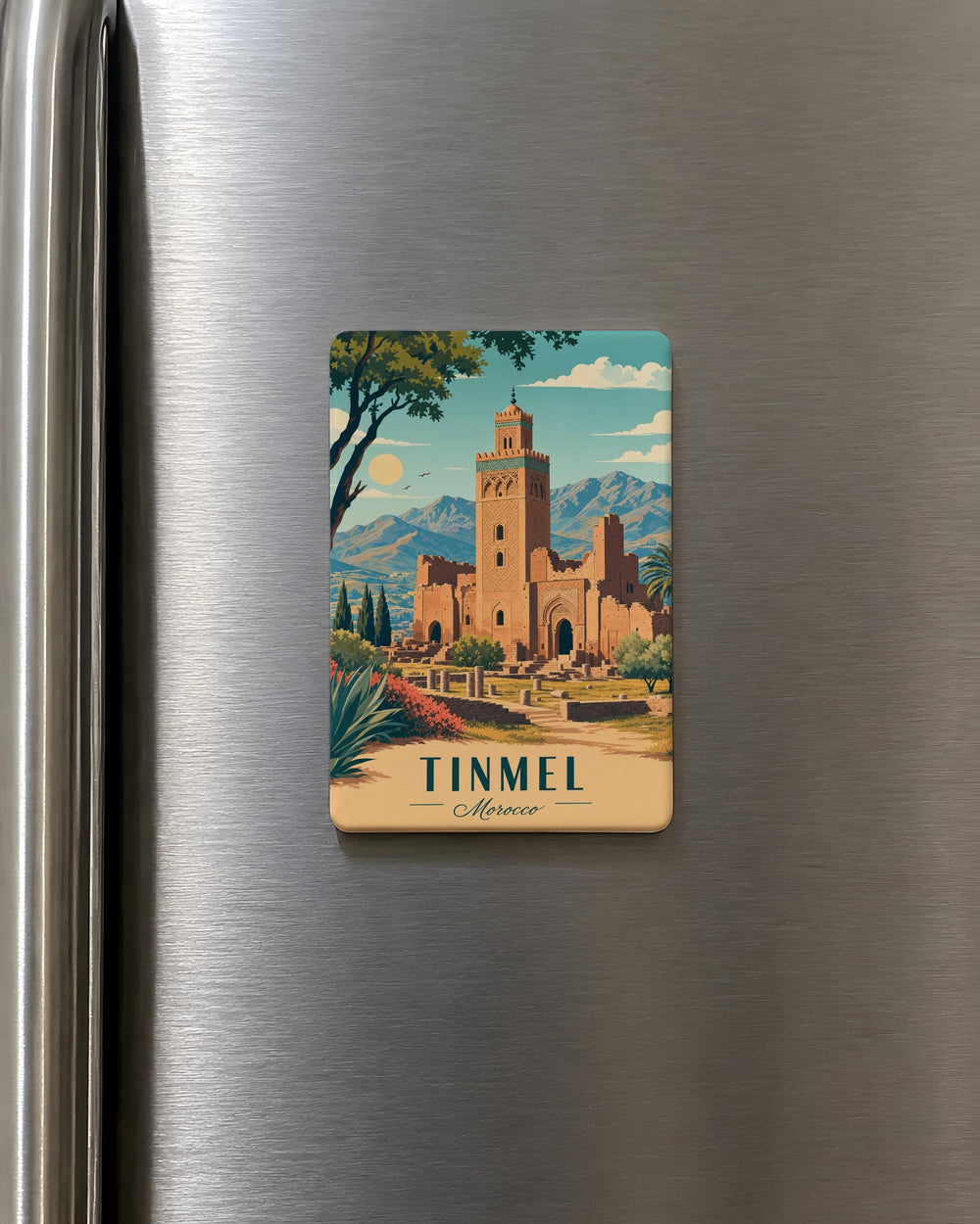 Tinmel Mosque Fridge Magnet, Morocco Landmark Souvenir Magnet, Islamic Architecture Decor, Travel Gift, Moroccan Mosque Magnet
