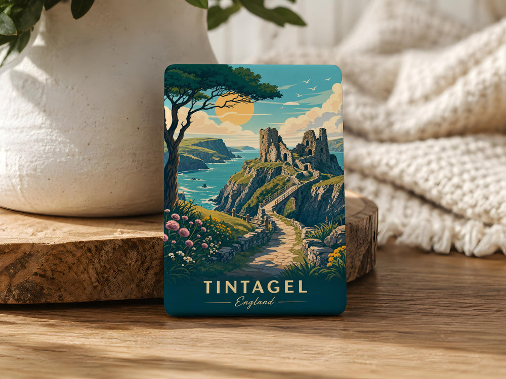 Tintagel England Fridge Magnet, Tintagel Castle Cornwall Souvenir Magnet, Coastal Village Landmark Travel Gift