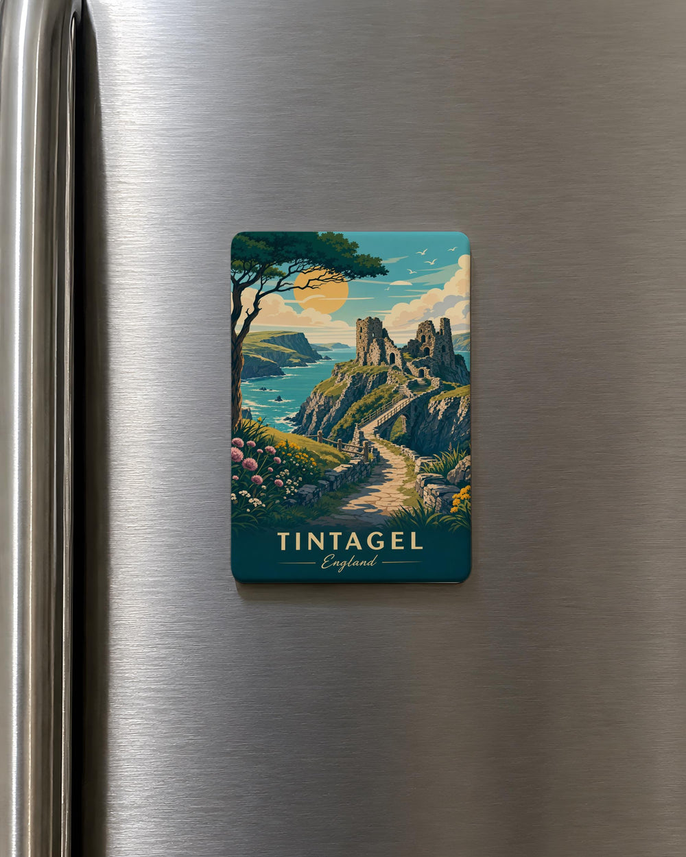 Tintagel England Fridge Magnet, Tintagel Castle Cornwall Souvenir Magnet, Coastal Village Landmark Travel Gift