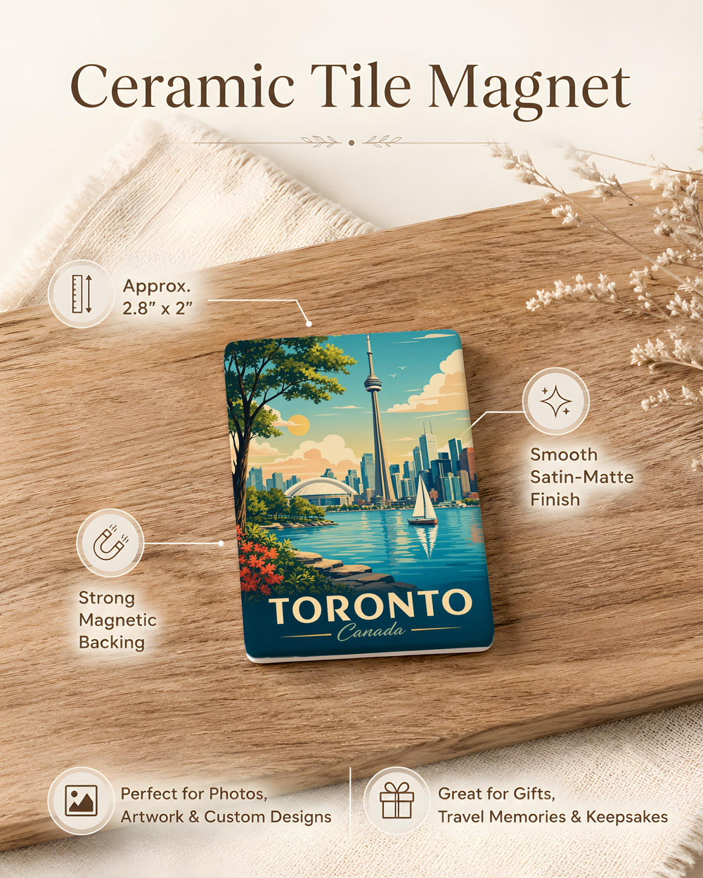Toronto Canada Fridge Magnet, Toronto Souvenir Magnet, Canada Travel Keepsake, Toronto Landmark Refrigerator Magnet