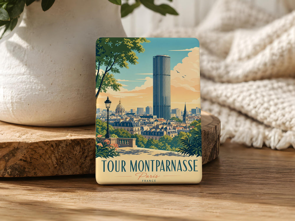 Tour Montparnasse Paris Fridge Magnet, Montparnasse Tower Landmark Souvenir Magnet, Paris Skyline Travel Gift Magnet