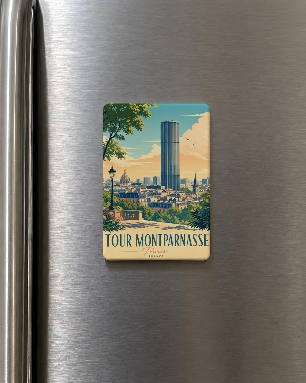 Tour Montparnasse Paris Fridge Magnet, Montparnasse Tower Landmark Souvenir Magnet, Paris Skyline Travel Gift Magnet