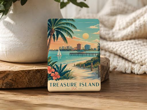 Treasure Island Florida Fridge Magnet, Treasure Island FL Souvenir Magnet, Beach Town Vacation Travel Keepsake Magnet