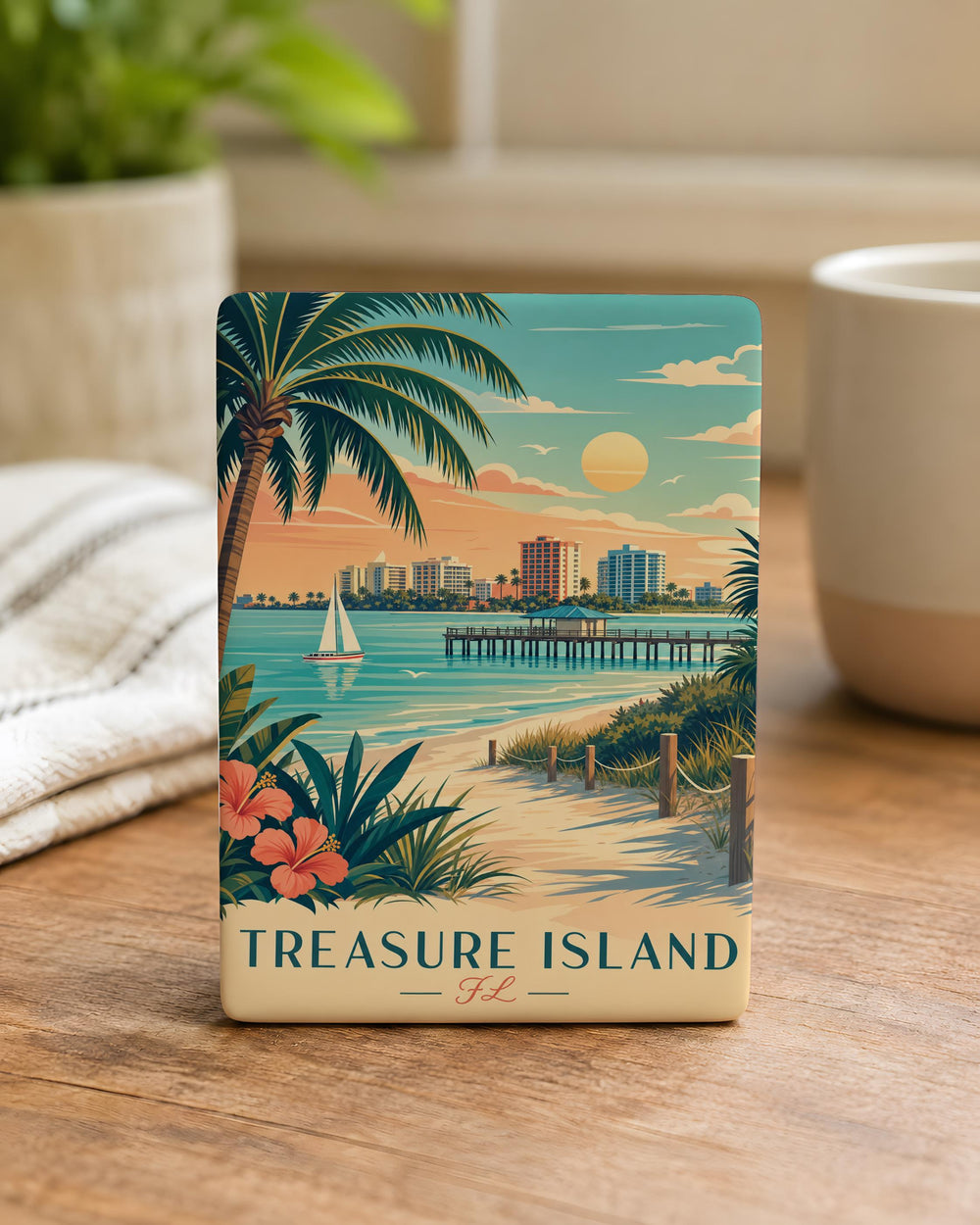 Treasure Island Florida Fridge Magnet, Treasure Island FL Souvenir Magnet, Beach Town Vacation Travel Keepsake Magnet