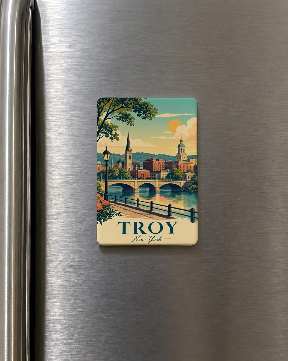 Troy NY Fridge Magnet, Troy New York Souvenir Magnet, Upstate NY Travel Gift, Capital Region Keepsake Magnet