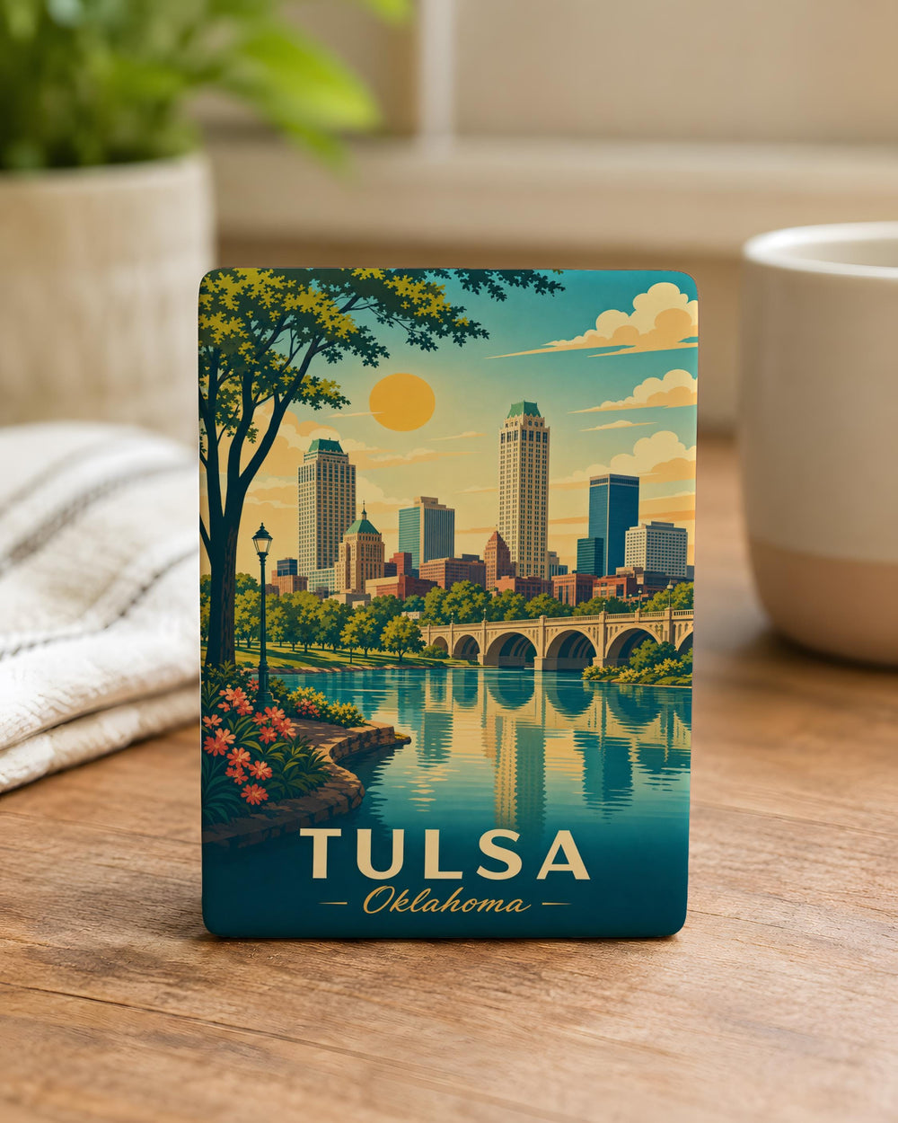 Tulsa Oklahoma Fridge Magnet, Tulsa Skyline Souvenir Magnet, Oklahoma Travel Gift, Tulsa Landmark Refrigerator Magnet