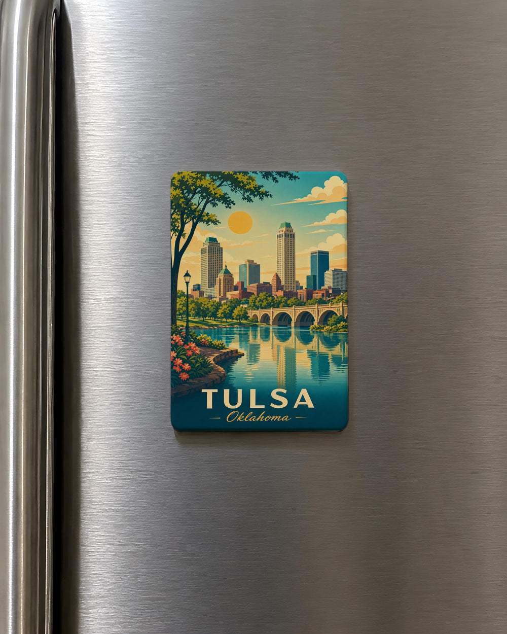 Tulsa Oklahoma Fridge Magnet, Tulsa Skyline Souvenir Magnet, Oklahoma Travel Gift, Tulsa Landmark Refrigerator Magnet
