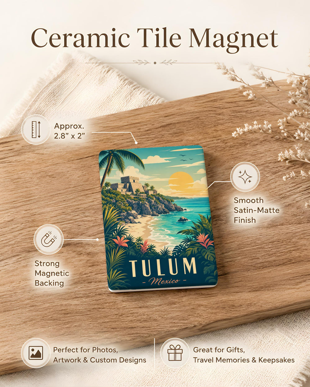 Tulum Mexico Fridge Magnet, Tulum Travel Souvenir, Riviera Maya Vacation Keepsake, Mexico Beach Destination Magnet