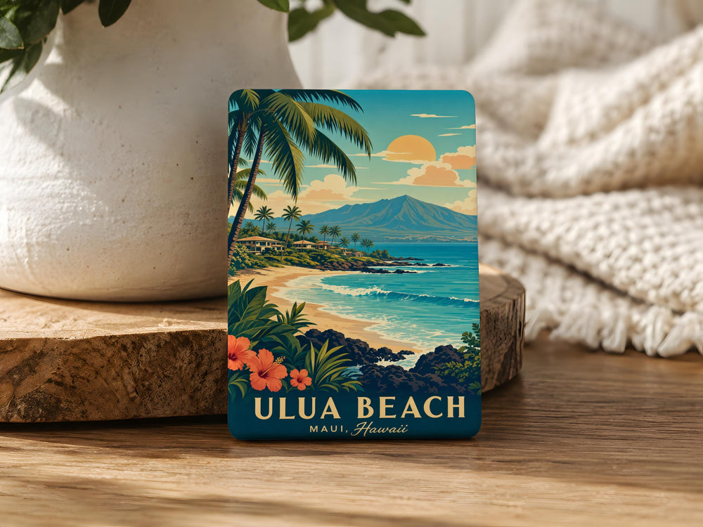 Ulua Beach Fridge Magnet, Hawaii Coastal Beach Scene Souvenir, Maui Beach Keepsake Magnet, Ocean Shore Travel Gift