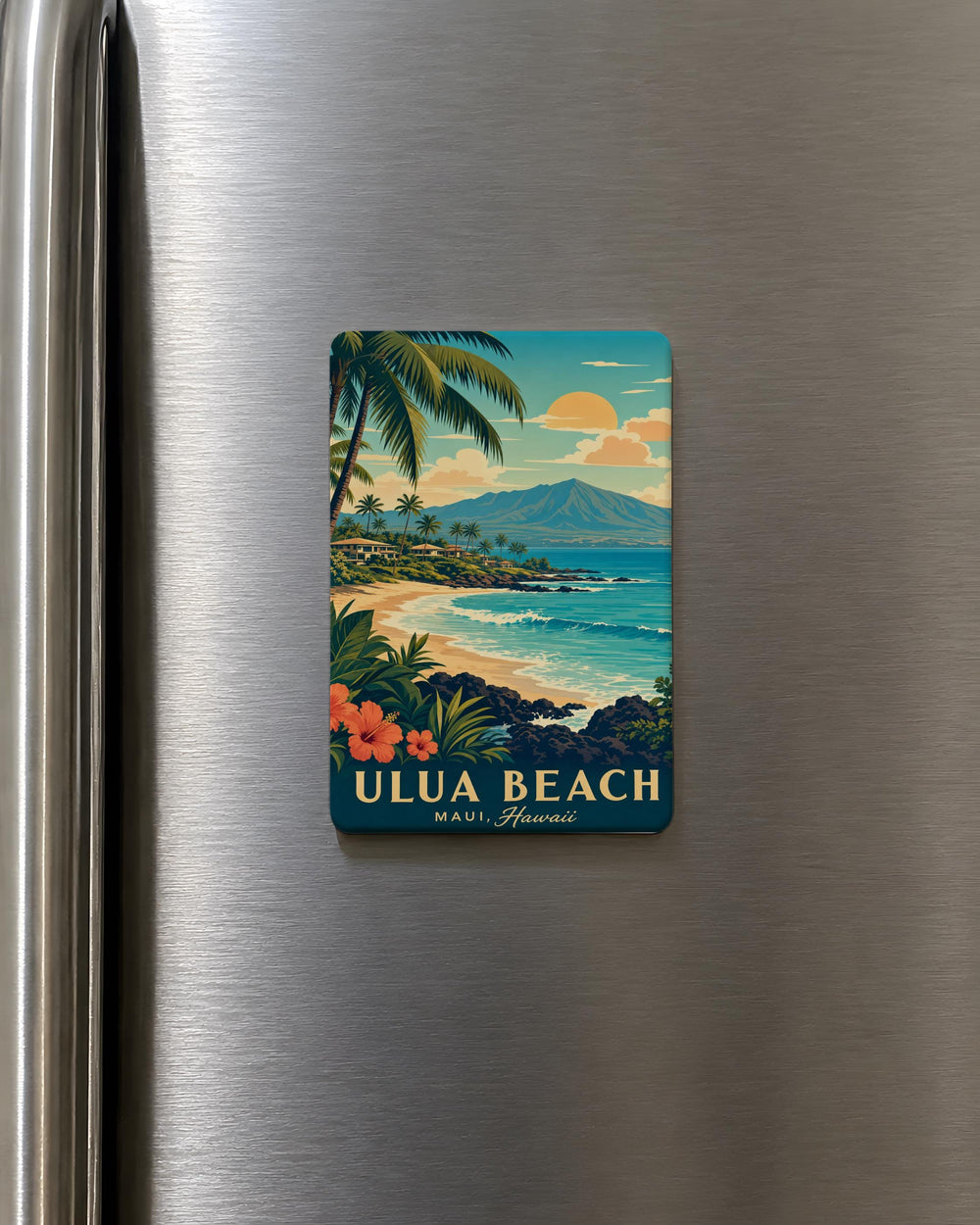 Ulua Beach Fridge Magnet, Hawaii Coastal Beach Scene Souvenir, Maui Beach Keepsake Magnet, Ocean Shore Travel Gift