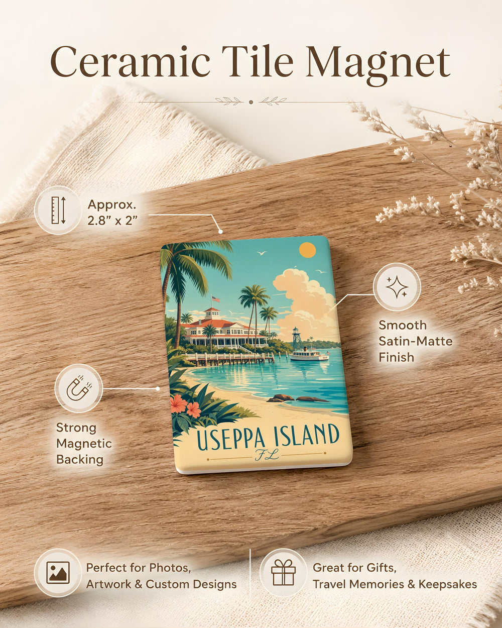 Useppa Island Florida Fridge Magnet, Useppa Island FL Souvenir Magnet, Coastal Island Travel Keepsake Magnet