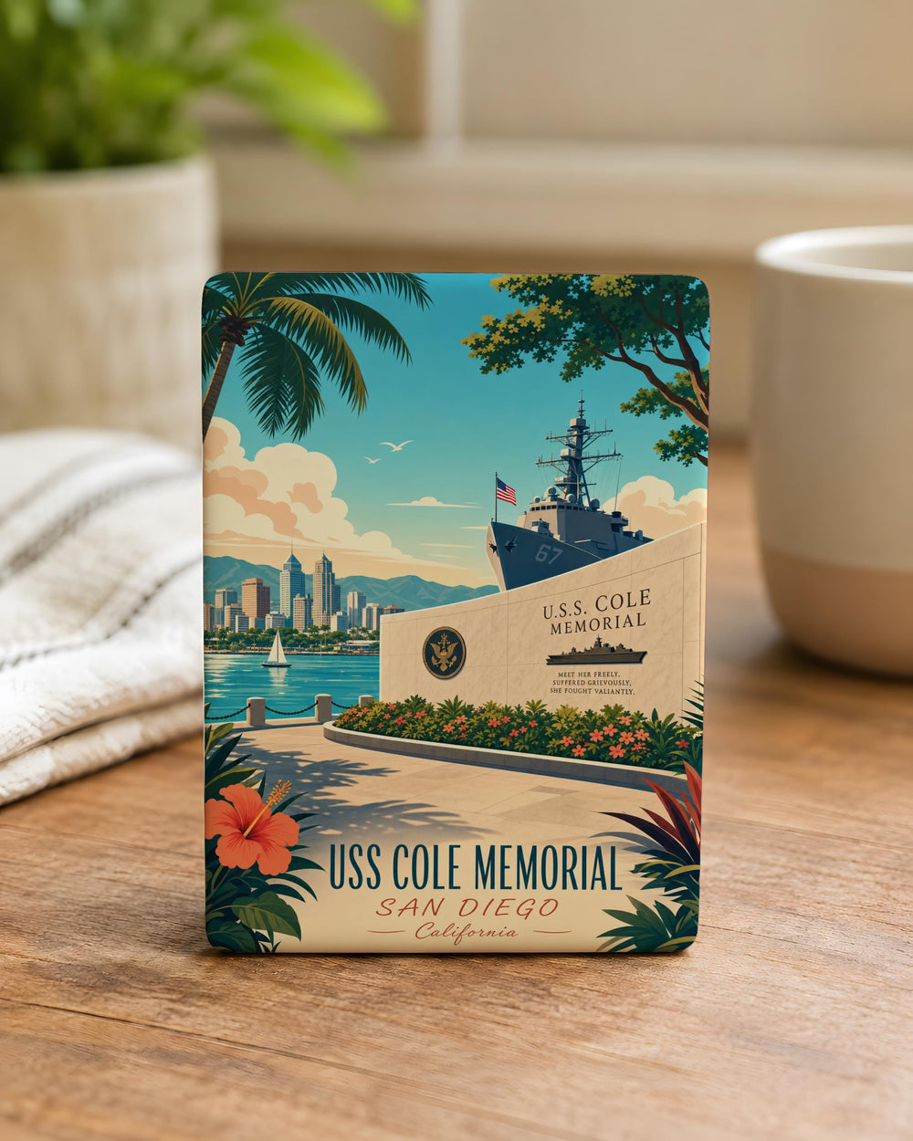 USS Cole Memorial Fridge Magnet, Navy Destroyer Tribute, Fallen Sailors Remembrance, Military Memorial Keepsake Gift