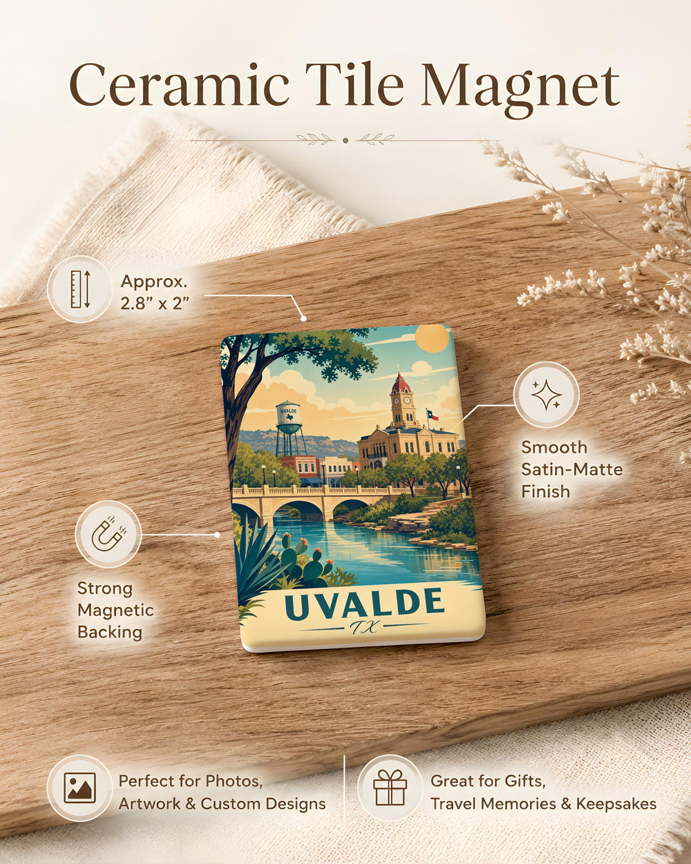 Uvalde TX Fridge Magnet, Uvalde Texas Souvenir Magnet, Texas Travel Gift, Uvalde Home Decor Magnet