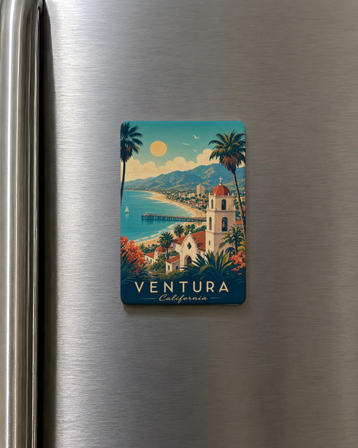 Ventura CA Fridge Magnet, Ventura California Souvenir Magnet, Coastal Beach Town Travel Gift, Oceanfront Landmark Keepsake