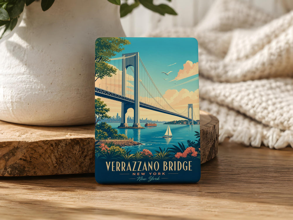 Verrazzano-Narrows Bridge Fridge Magnet, New York City Landmark Souvenir Magnet, Staten Island Brooklyn Bridge Decor Magnet