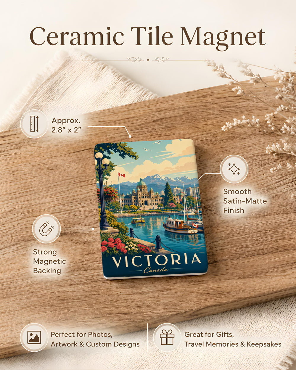 Victoria Canada Fridge Magnet, Victoria BC Souvenir Magnet, Vancouver Island Travel Gift, Canada Landmark Keepsake Magnet